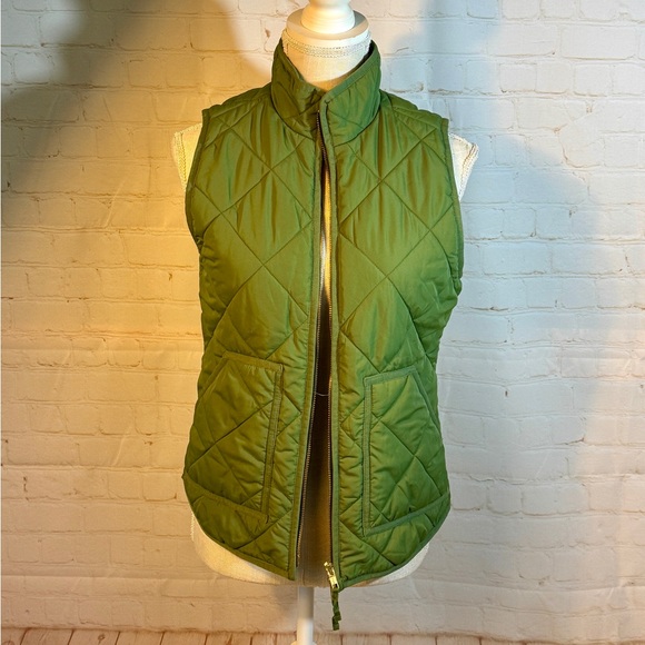 J. Crew Olive Green Quilted Puffer Vest Women 0 2 XS - Picture 3 of 10